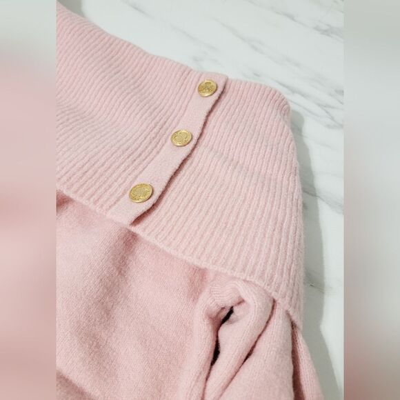 Blush Pink Off the Shoulder Oversized Sweater XS - Picture 7 of 10